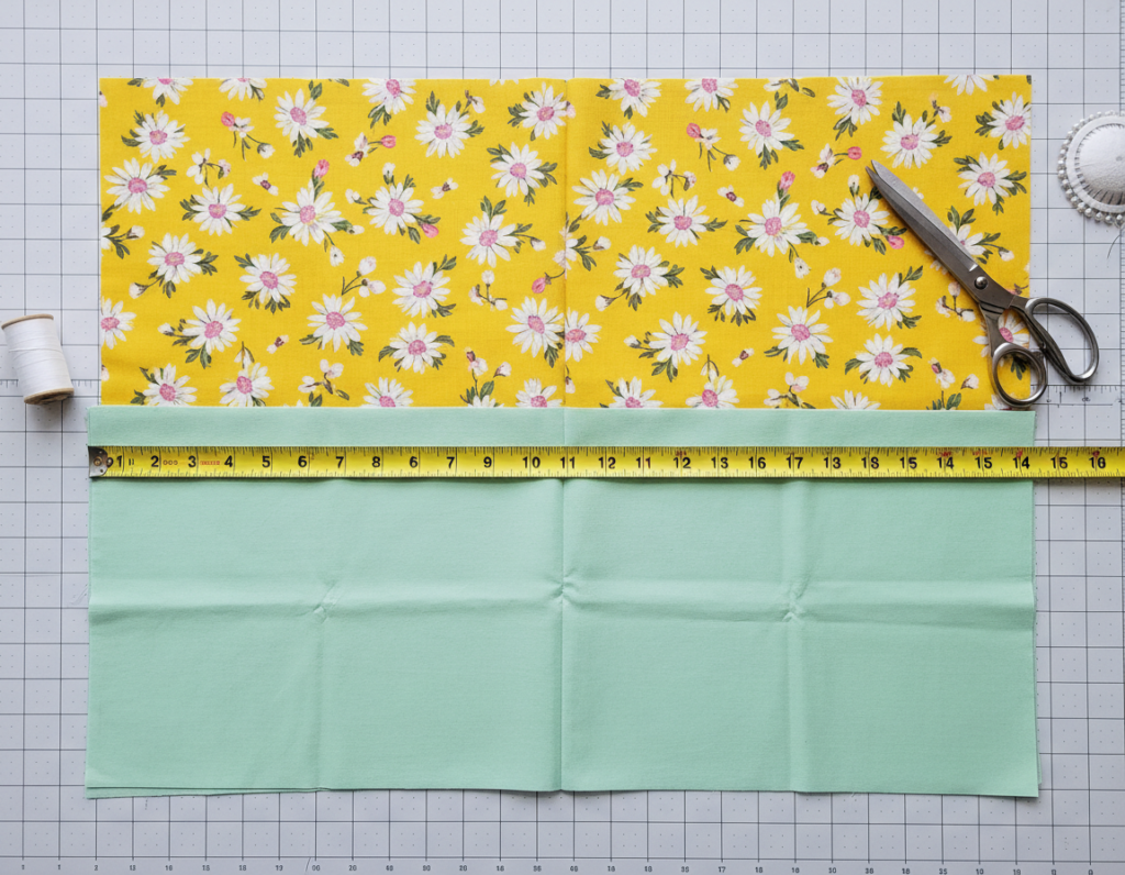 cut fabric pieces ready for tote bag assembly