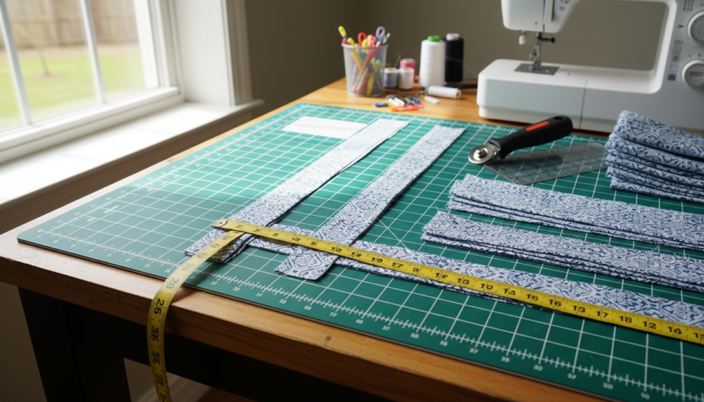 cutting fabric strips for tote bag straps