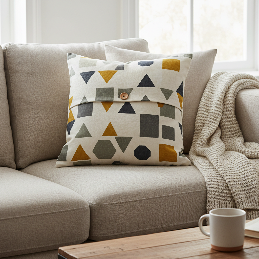 decorative pillow cover in geometric print cotton