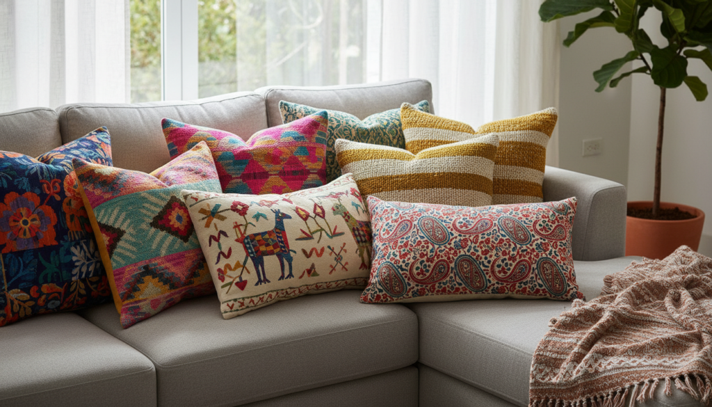 decorative pillow covers on couch