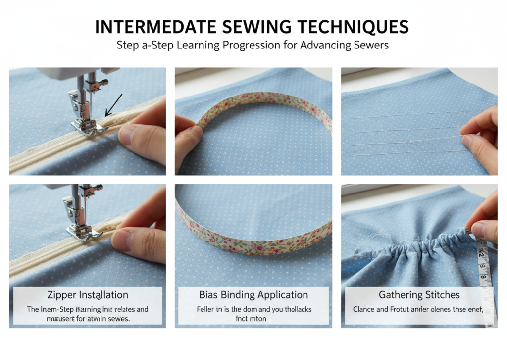 demonstration of intermediate sewing techniques