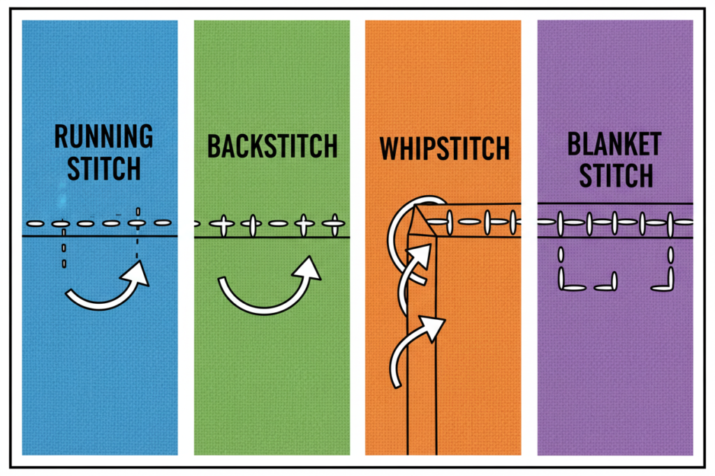 diagram showing basic hand sewing stitches for beginners diagram showing basic hand sewing stitches for beginners