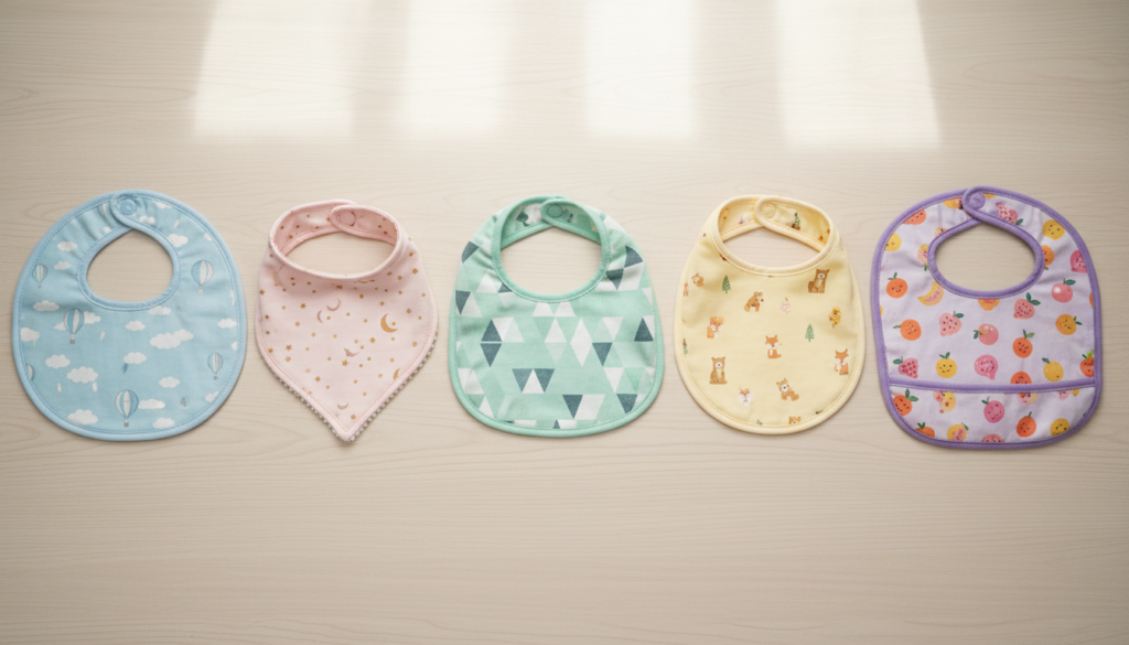 different baby bib styles and patterns