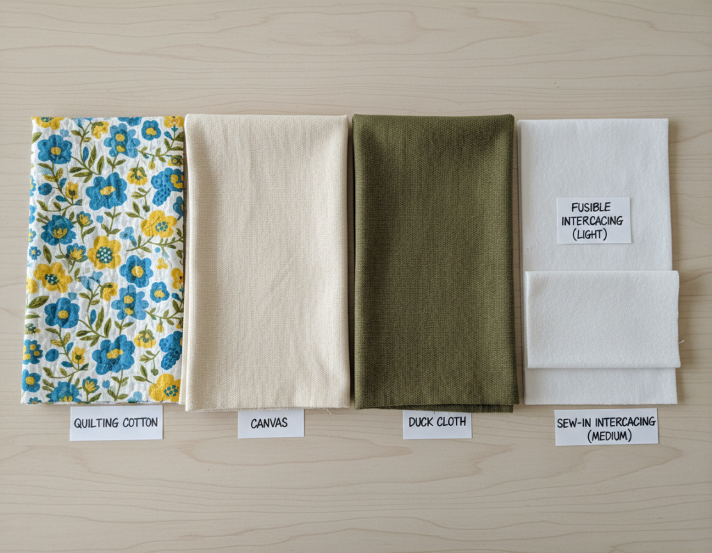 different fabric types suitable for beginner bag projects