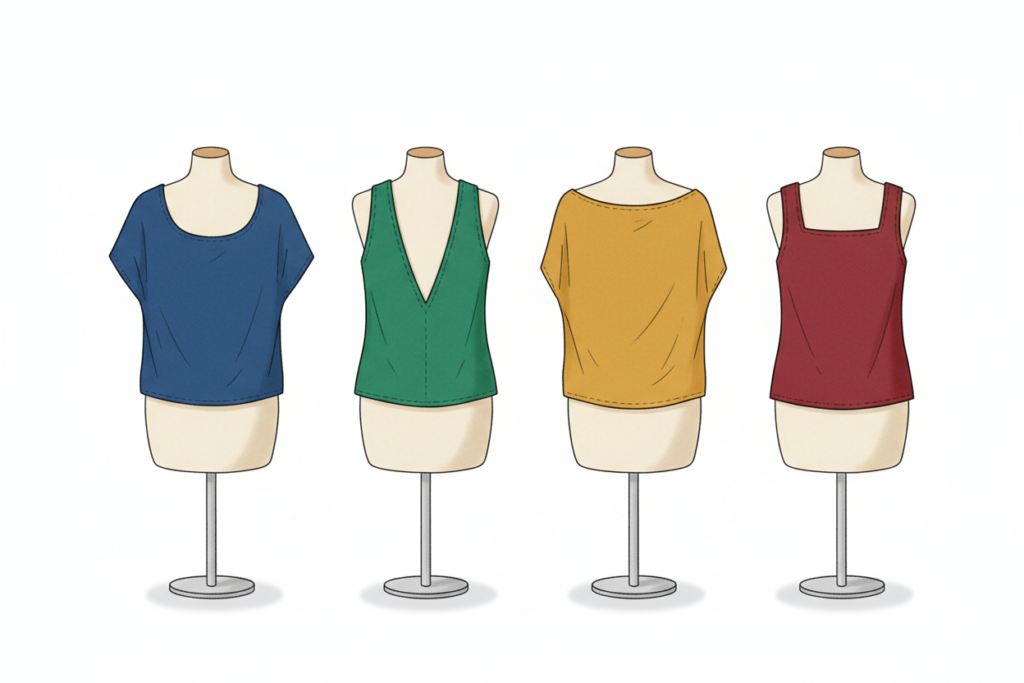 different neckline styles for women's tops