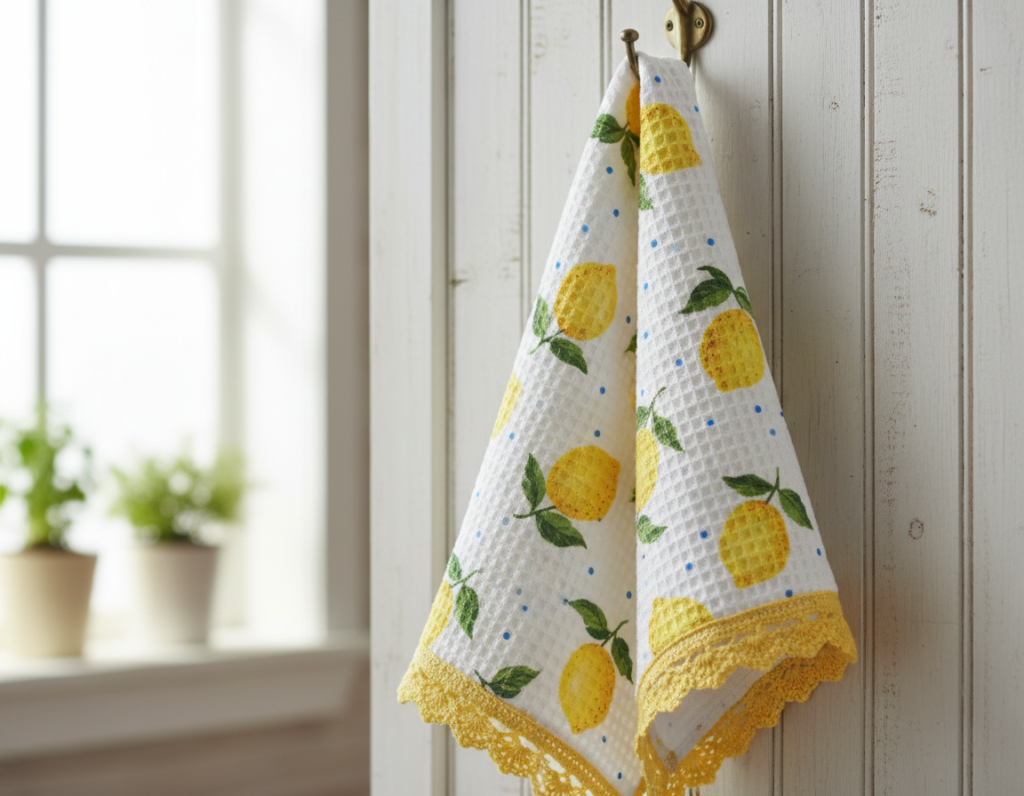 dish towel with decorative trim