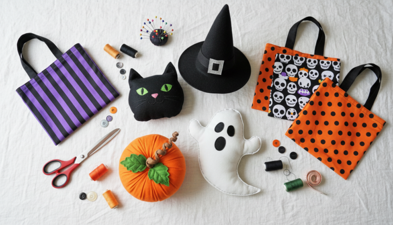 diy halloween sewing projects featuring handmade costumes and decorations
