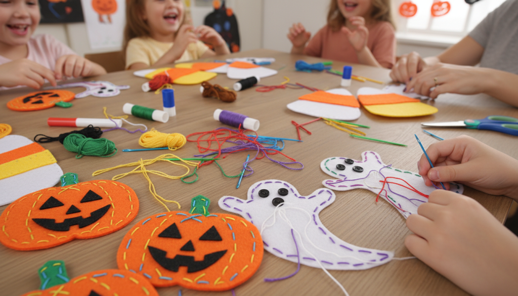 easy halloween sewing projects for kids with large needles and felt