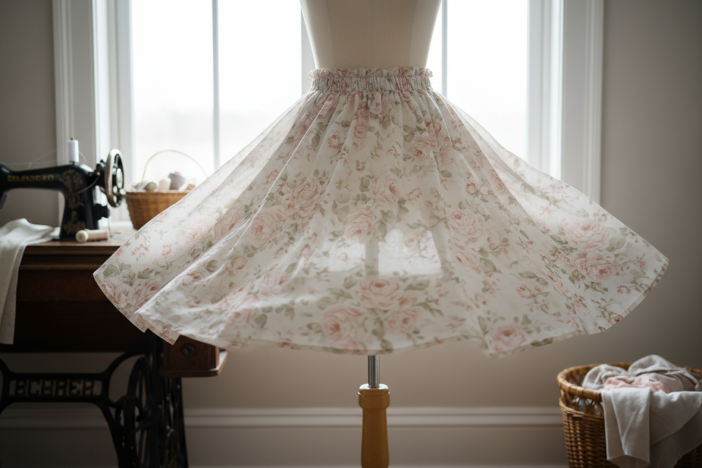 elastic waist skirt in flowing fabric