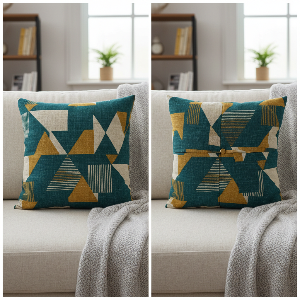 envelope-style pillow cover in modern fabric