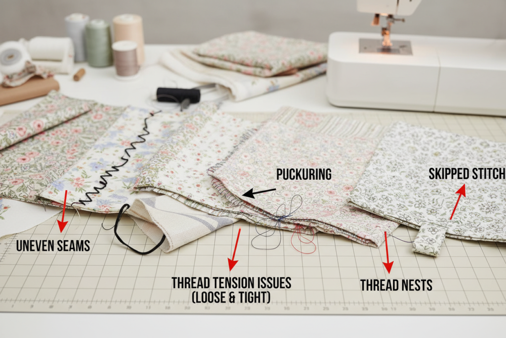 example of common sewing mistakes on bag seams