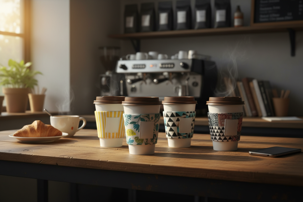 fabric coffee sleeve cozies for hot beverages