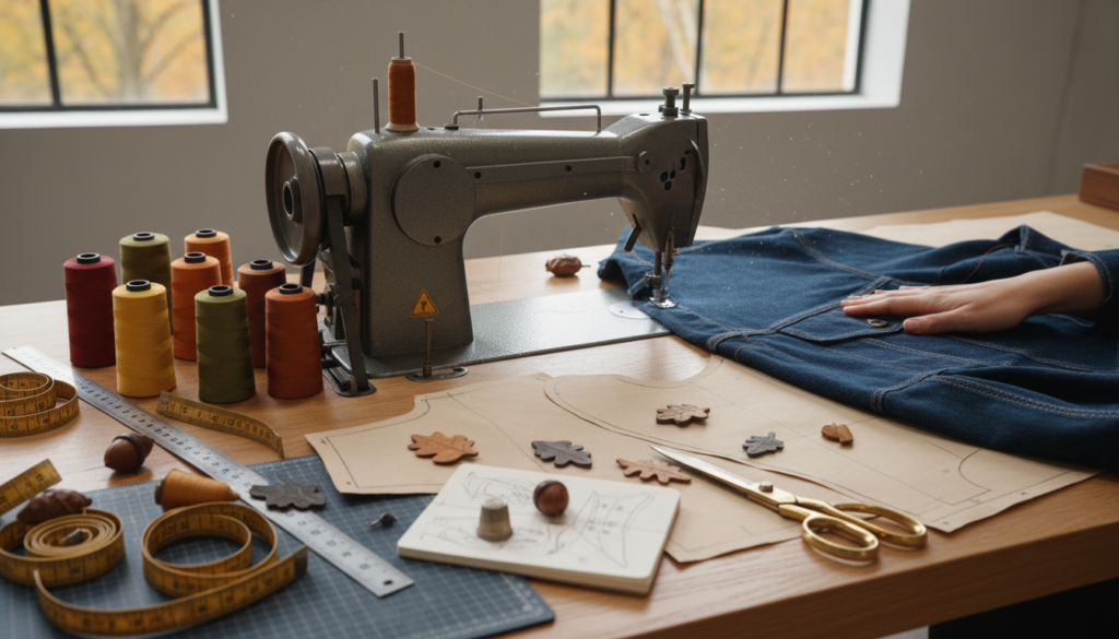 fall jacket sewing project in progress