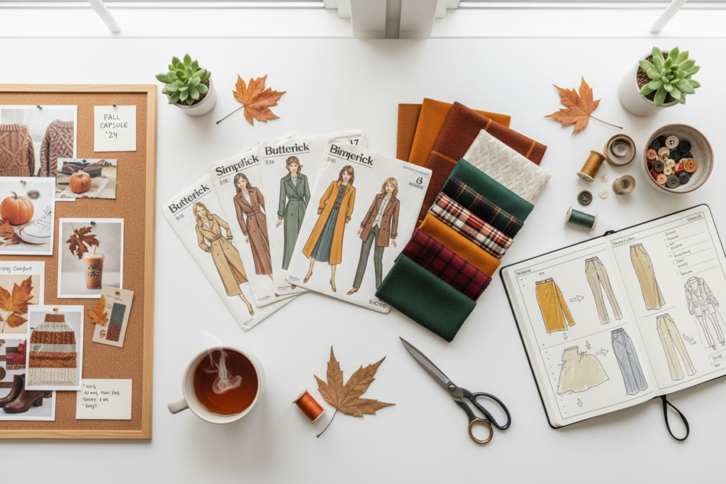 fall wardrobe planning with sewing patterns