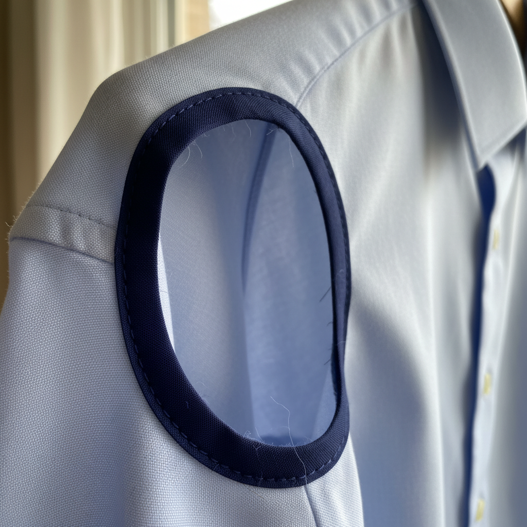 finished armhole detail on dress shirt
