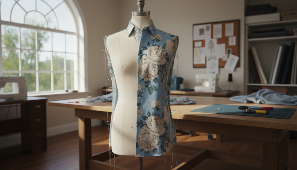 fitting dress shirt on dress form