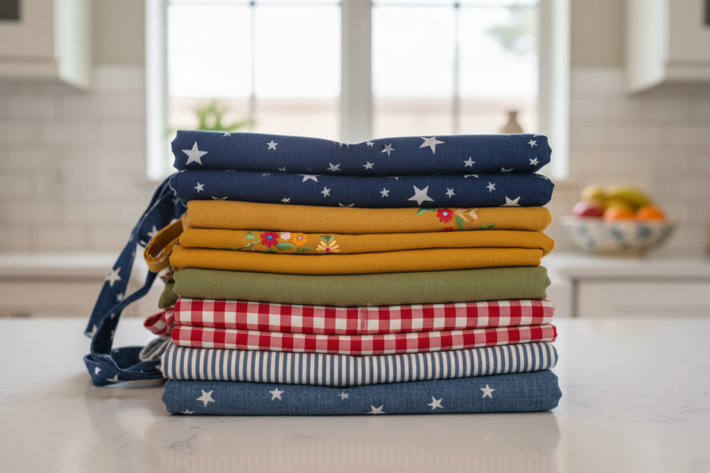 folded clean aprons ready for storage