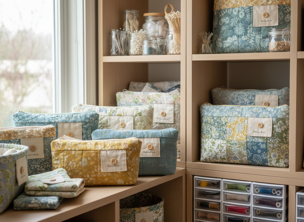 folded handmade items with care instructions