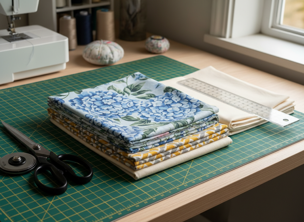 freshly washed and pressed fabric ready for cutting