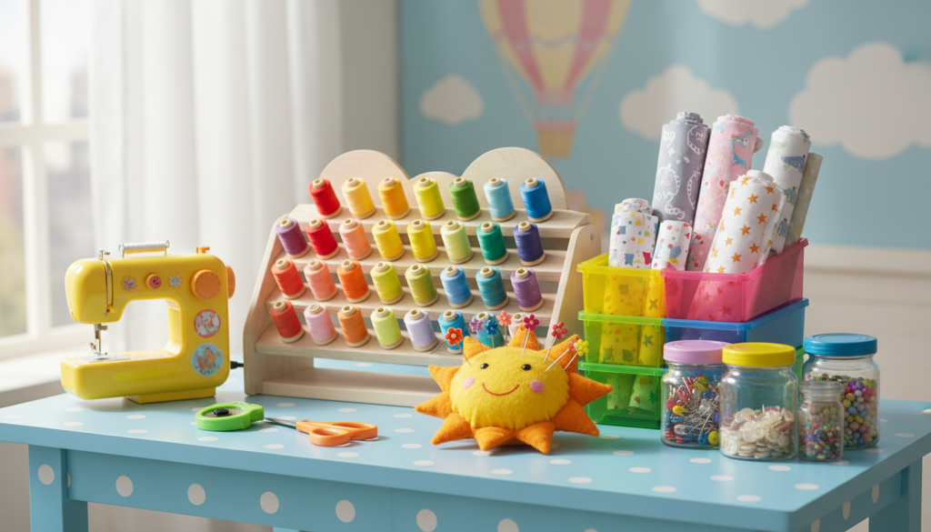 fun and colorful kids sewing workspace setup fun and colorful kids sewing workspace setup