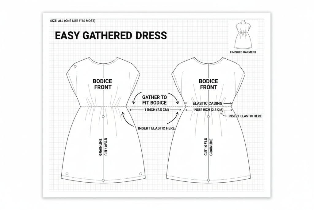 gathered waist dress pattern with elastic