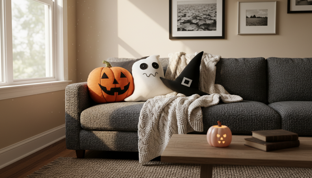 halloween pillow decorations with pumpkin and ghost designs