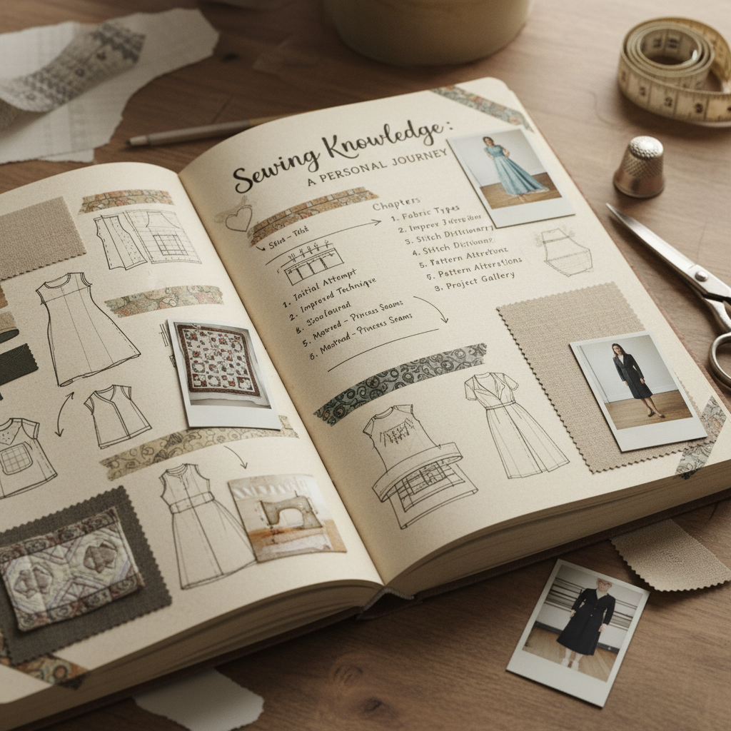 hand sewing journal with notes sketches and fabric samples hand sewing journal with notes sketches and fabric samples
