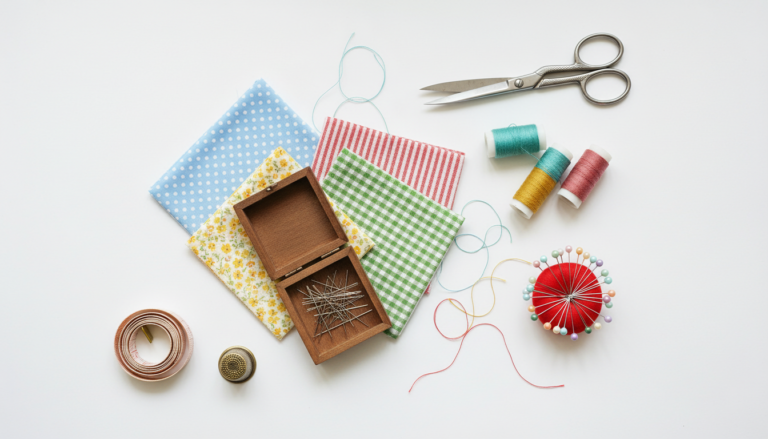 hand sewing projects for beginners with colorful fabric scraps and basic supplies
