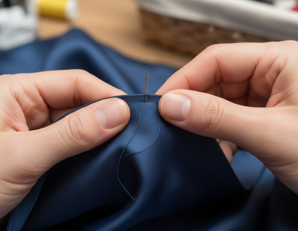 hand stitching lining gap closed