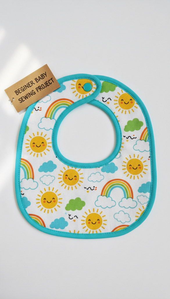 handmade baby bib with snap closure pattern