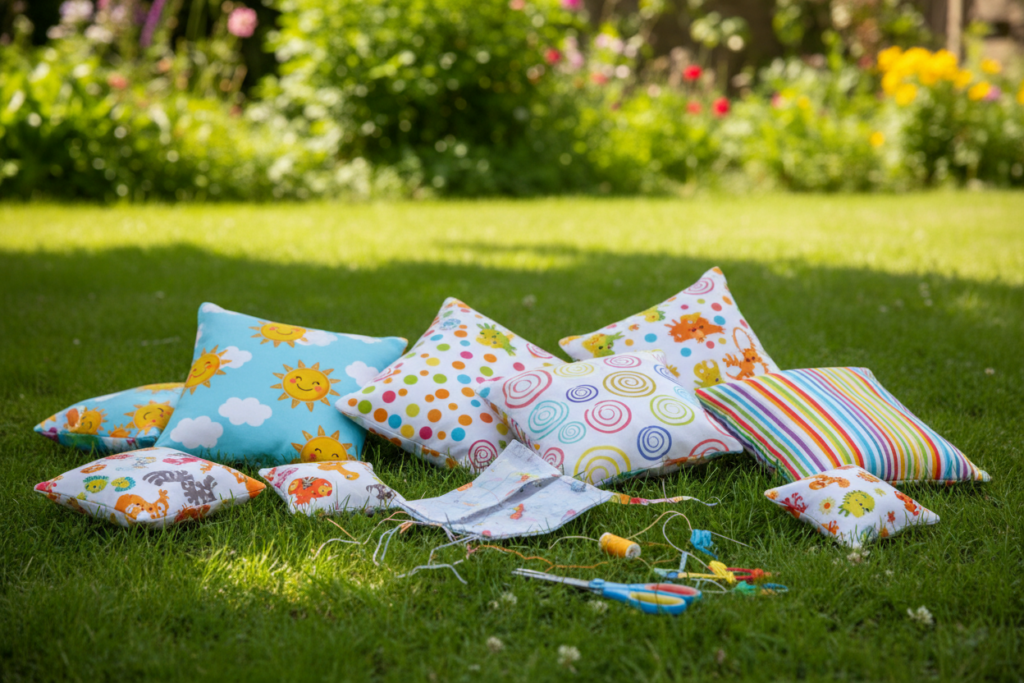handmade bean bags colorful fabrics kids project