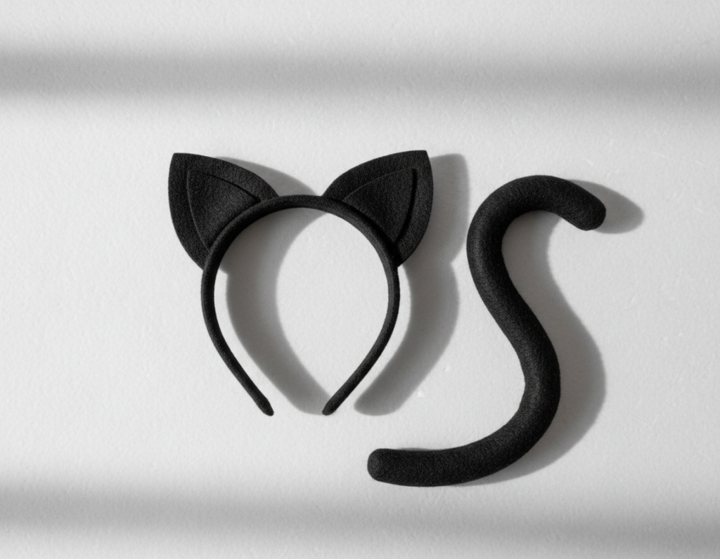 handmade black cat ears and tail costume accessories