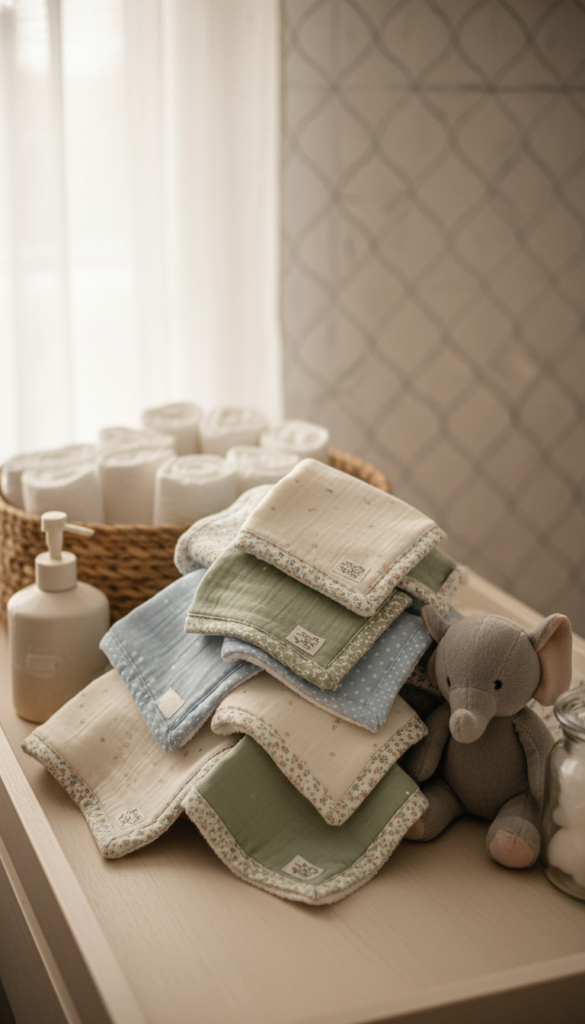 handmade burp cloths with decorative trim