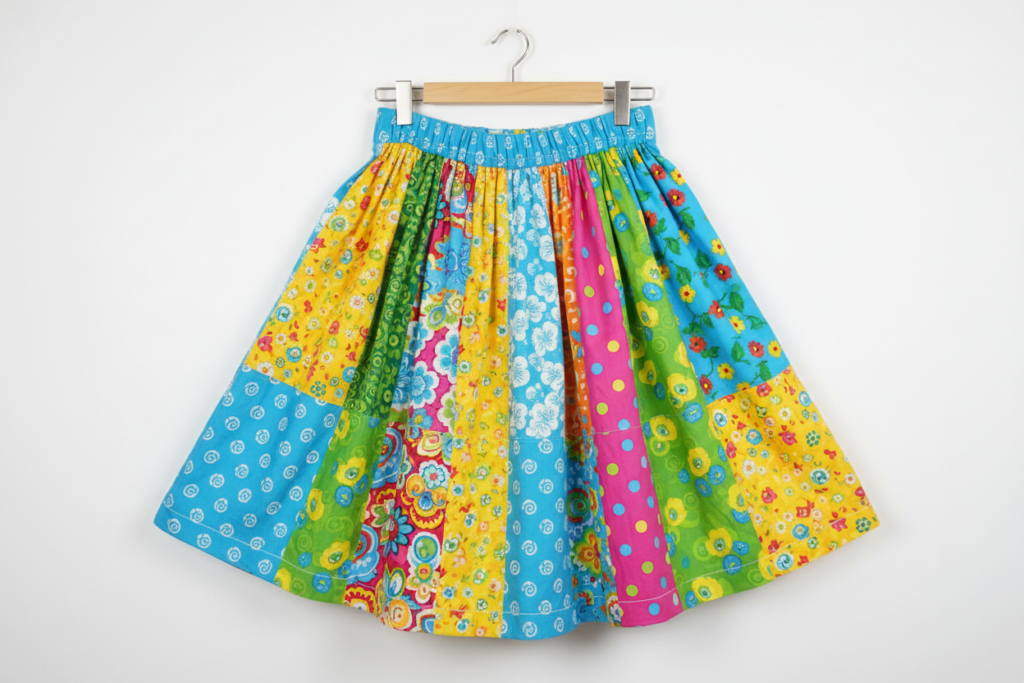 handmade elastic waist skirt for kids sewing practice