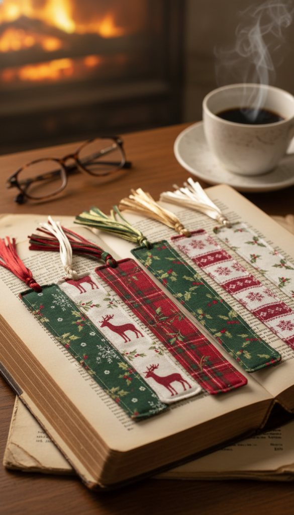 handmade fabric bookmarks with ribbons