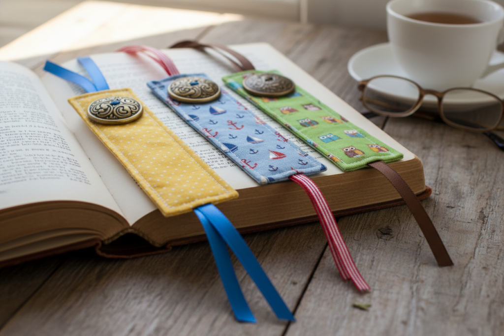 handmade fabric bookmarks with ribbons for beginner sewing project handmade fabric bookmarks with ribbons for beginner sewing project