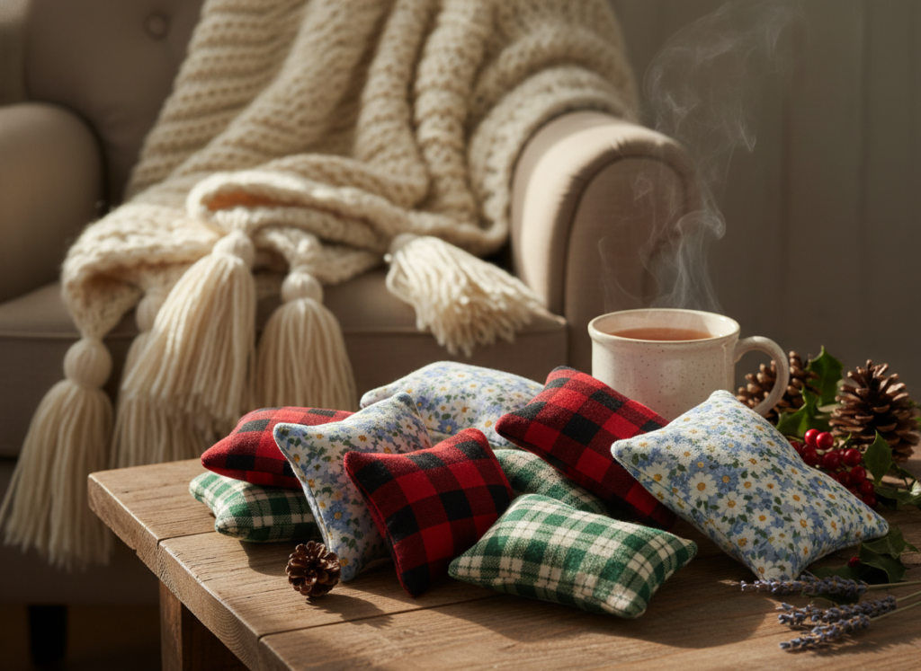handmade fabric hand warmers in soft flannel fabrics