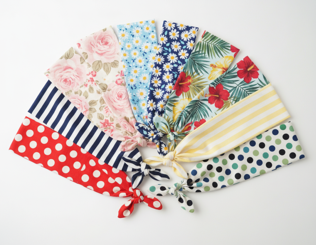 handmade fabric headband on white background