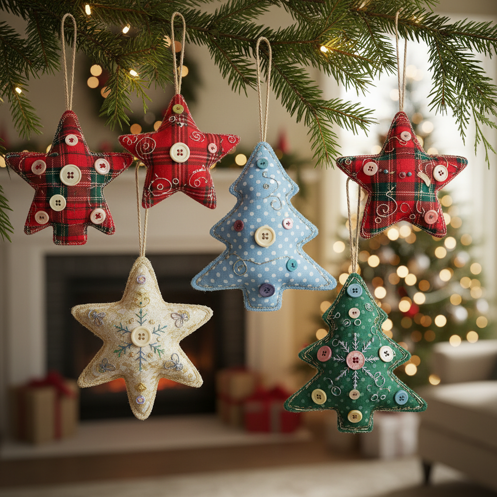 handmade fabric holiday ornaments kids created with simple sewing