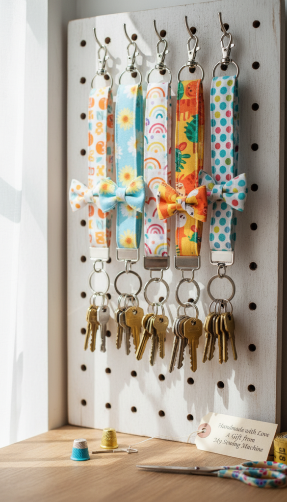 handmade fabric keychains colorful patterns