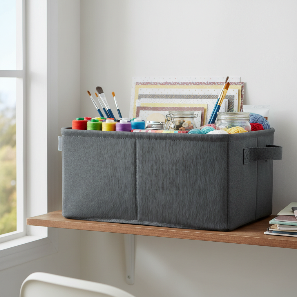 handmade fabric storage bin with handles