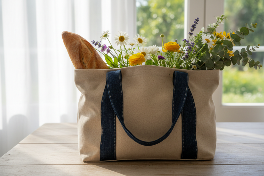 handmade fabric tote bag sewing project gift idea handmade fabric tote bag sewing project gift idea