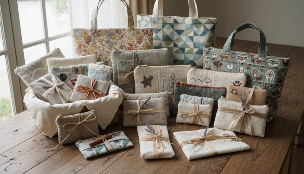 handmade gift items arranged together