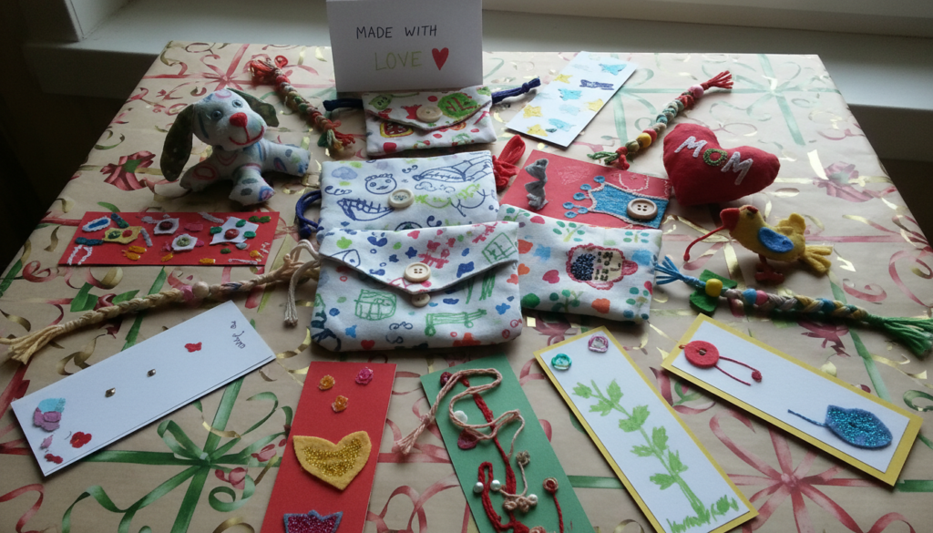 handmade gift items created by kids using beginner sewing projects