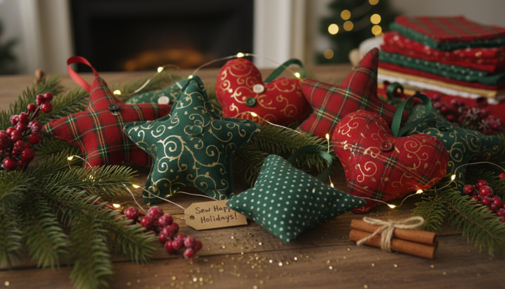 handmade holiday fabric ornaments and decorations