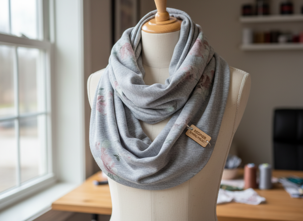 handmade infinity scarf in soft fabric draped elegantly