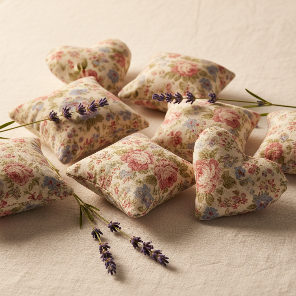 handmade lavender sachets with dried lavender