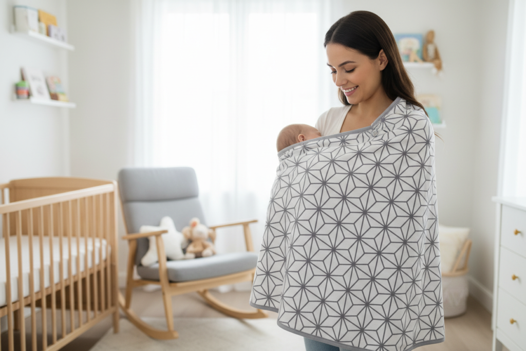handmade nursing cover in stylish fabric