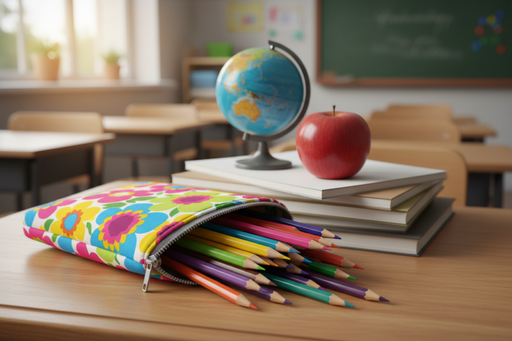 handmade pencil case with zipper made by child