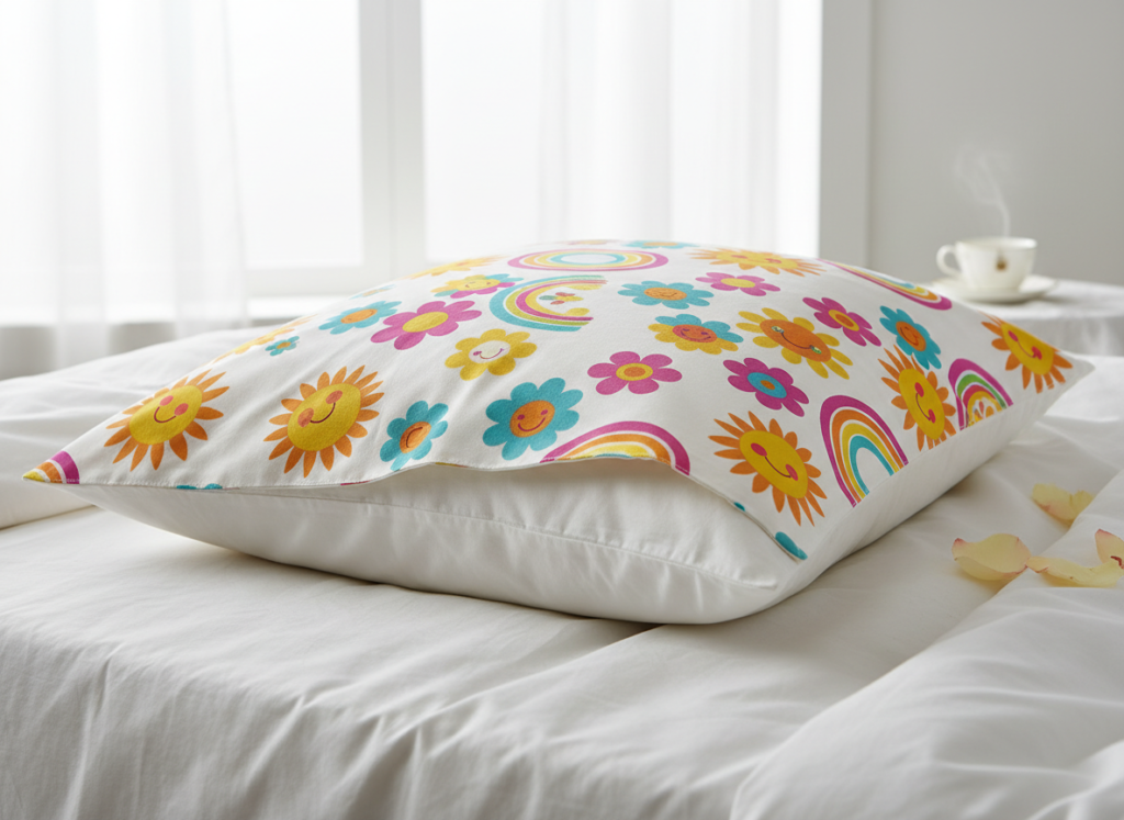 handmade pillowcase in colorful fabric